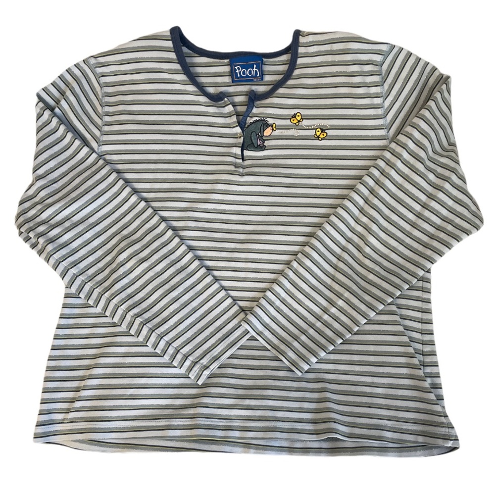 Eeyore Striped Blue Bling Butterfly Long Sleeve